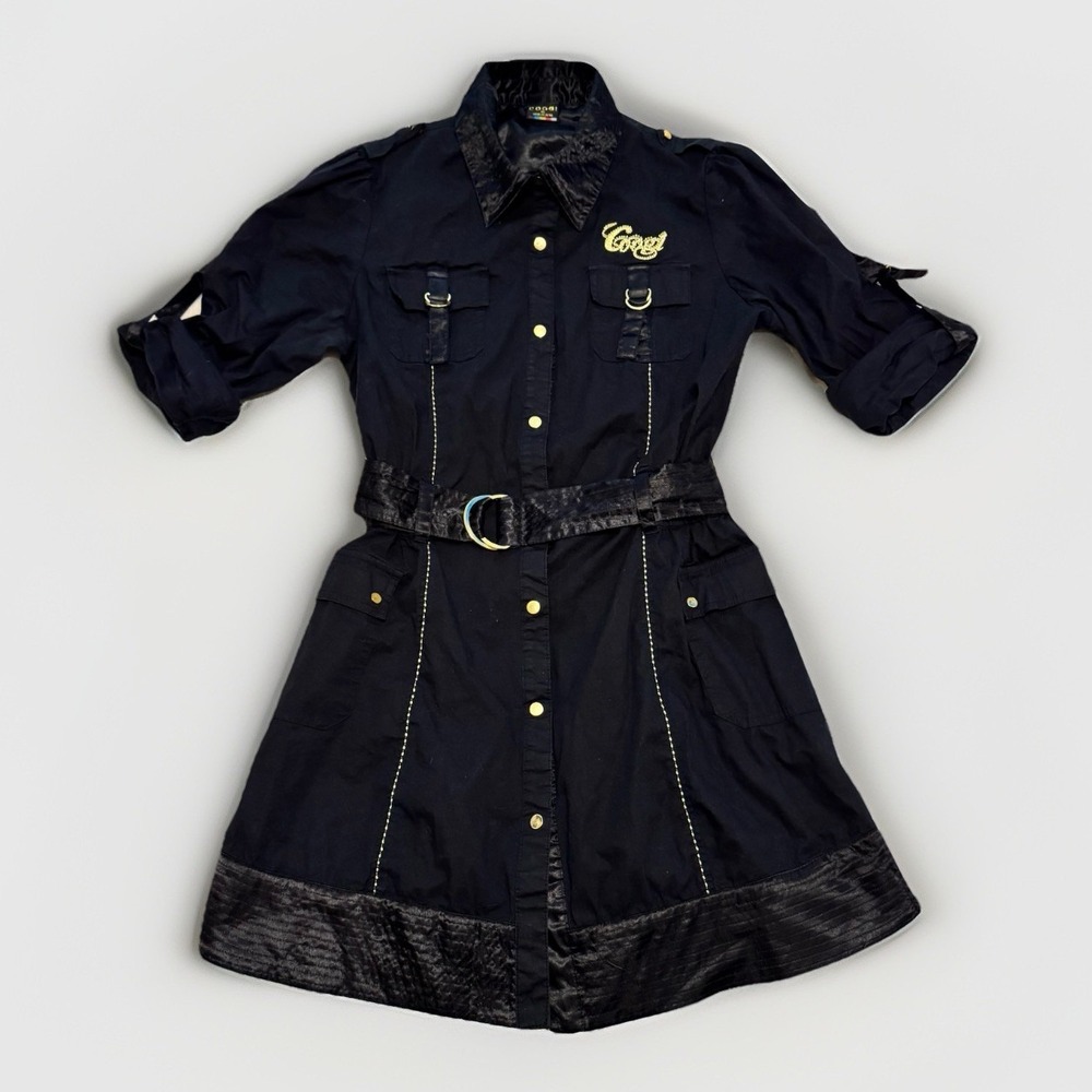 Vintage Coogi Y2K Black Military Dress Woman's‎ Bling Embroidered-XL-streetwear